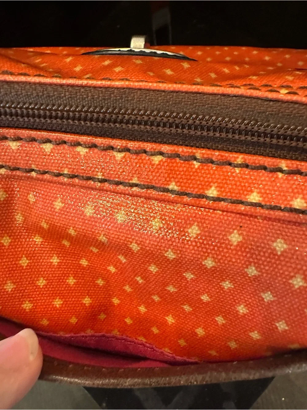 FOSSIL #075 Orange Tote Bag with Brown Handles